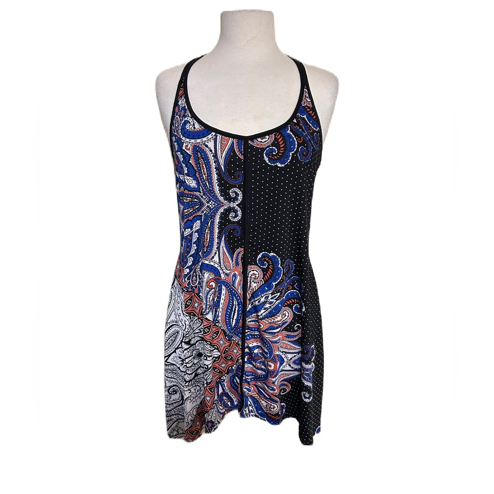 In Bloom Paisley Polka Dot Chemise Racer Back Nightgown Large Multicolor Hi Low